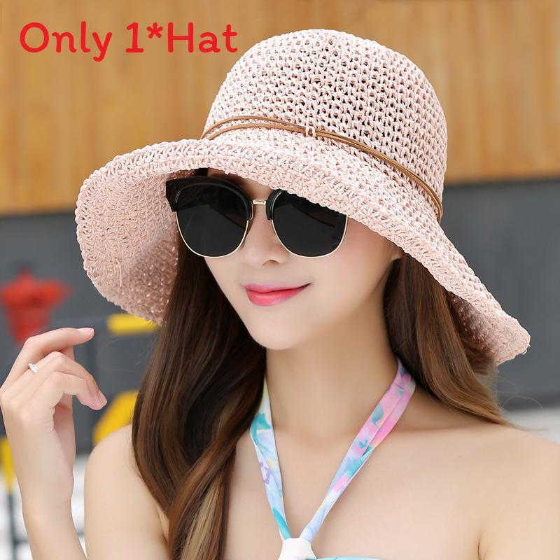 Handwoven Straw Hat For Women With Large Brim Summer Sunshade Foldable Sun Hat For Beach And Outdoor Use