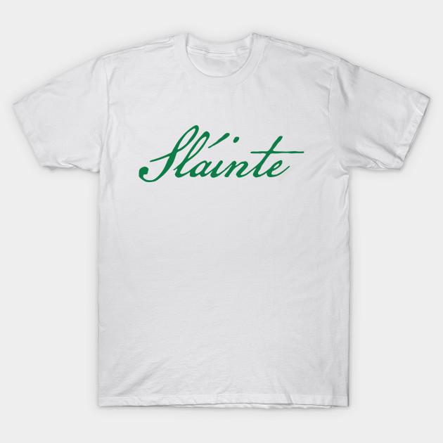 Men Black Print T-shirt St Patricks Day Slainte Green Script No-Cut Transfer Paper Print Cotton Tshirt 2XL