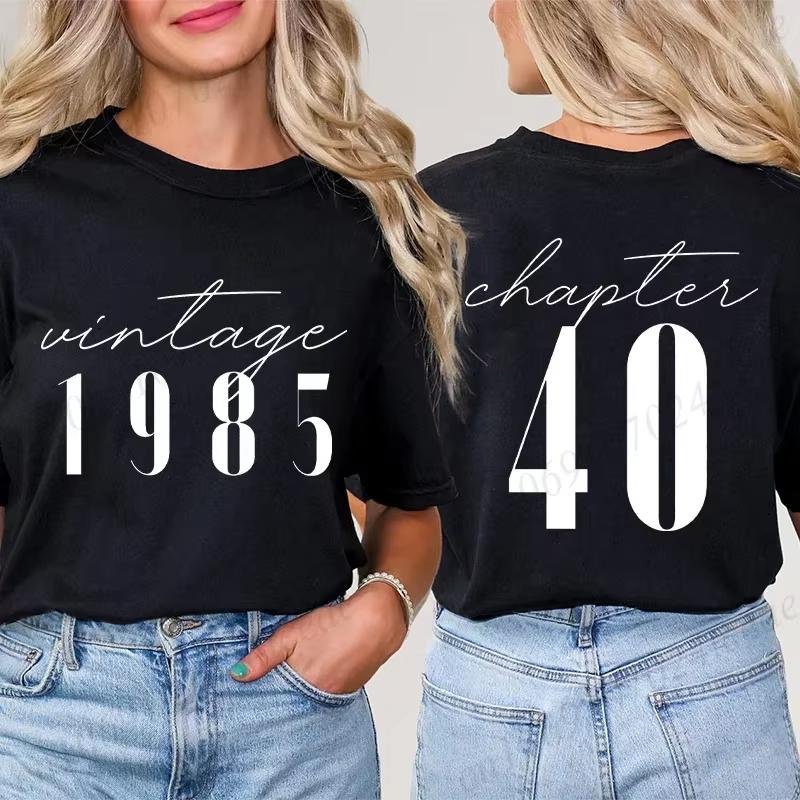 Tshirts for Women Classic 40th Milestone Best Friend Classic Tshirts for Women Vintage 40th Birthday Year Tops Streetwear Women