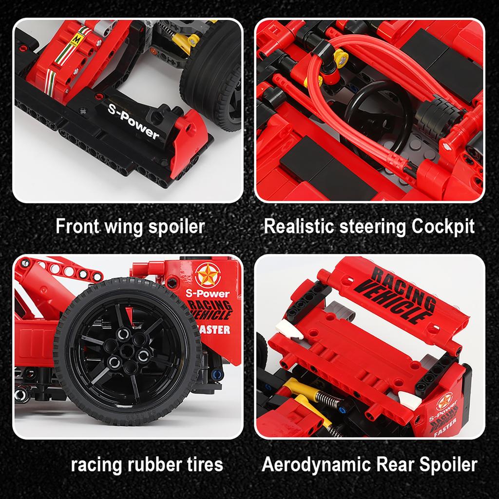 Non-Toxic Technical Red Racing Car Building Block Model Expert Speed Sports Vehicle Assembly Bricks Toys Kids Birthday Gifts