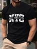New York City Print Baumwoll-T-Shirts Herren Sommer Bequem Weich T-Shirt Oversized Rundhals Kurzarm Oberteile Basic Herrenbekleidung