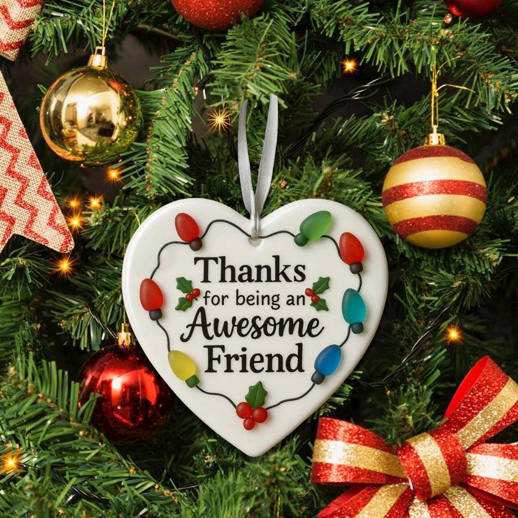 Friendship Ornaments For Women Thanks Friend Heart Pendant Ceramic Charm Pendant Holiday Decoration For Rearview Mirror Car Bag