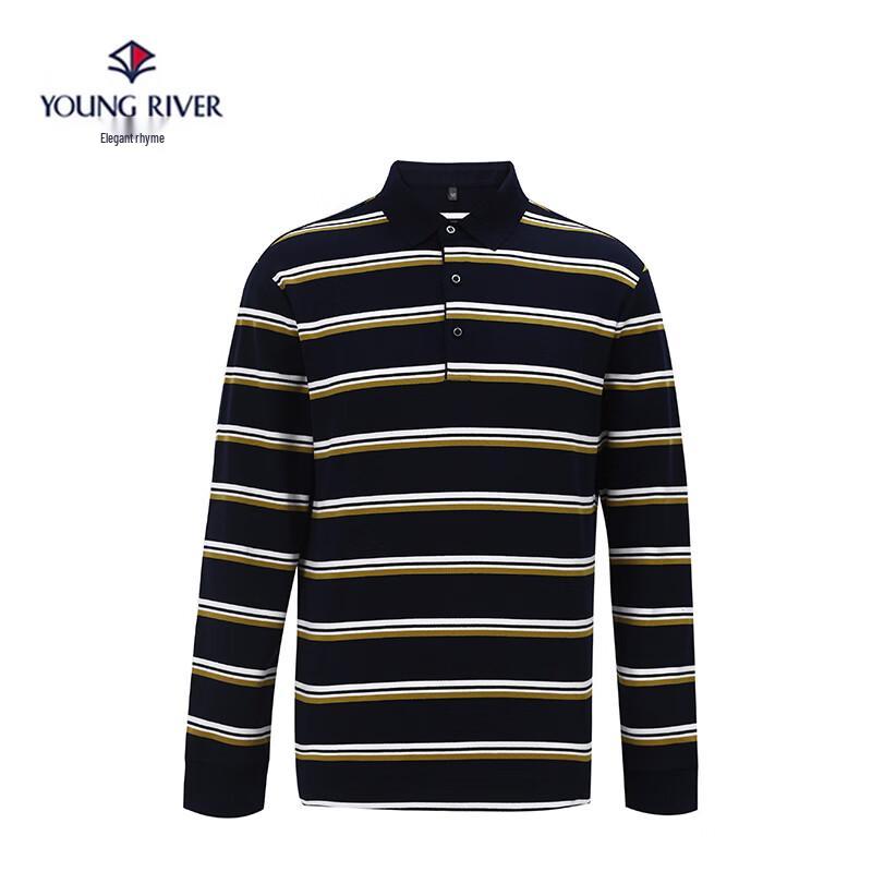 Men s Elegant Casual Long-Sleeve Long-Staple Cotton Polo Shirt XL