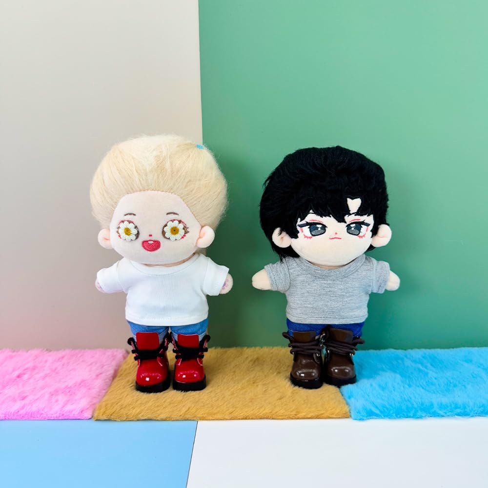 niannyyhouse 15cm Plush Shoes, 16 BJD Doll, High-Heeled Leather Shoes, 5cm Shoe Length, Dress-Up, Cotton Doll, Accessories (Black)