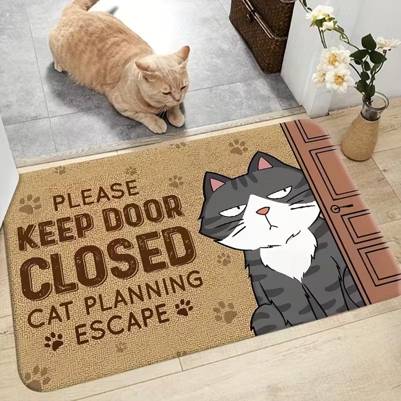 Retro Cartoon Cat Floor Mat, Entrance Door Mat, Dirt-resistant and Wear-resistant Foot Mat, Festival Floor Mat, Easy To Take Care of Floor Mat