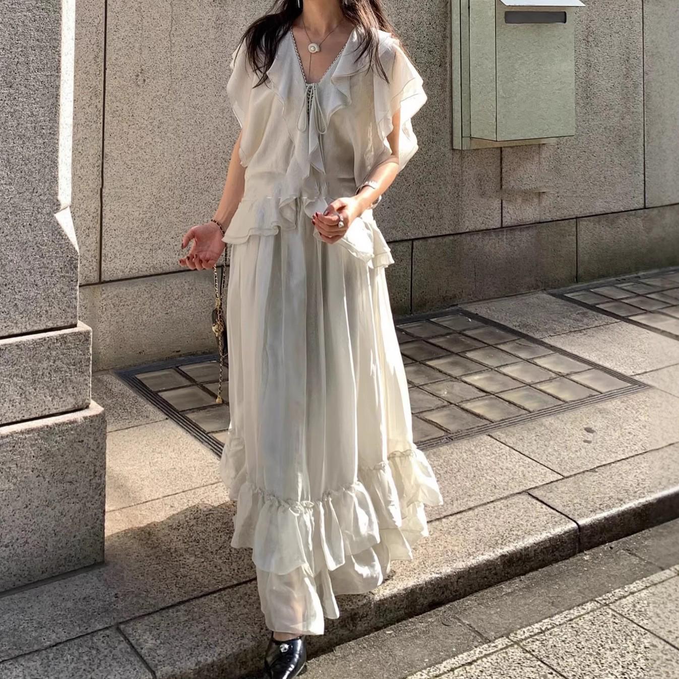 Ouyang Nana Style Acetate Ruffle Dress Small светло-зеленый
