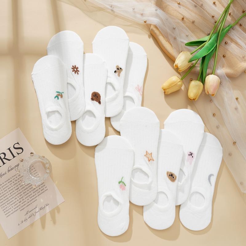 Women Summer Cute Cartoon Invisible Socks Silicone Non-slip Socks