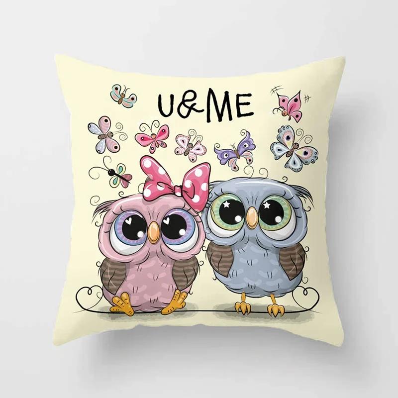Cute Owl Cushion Covers Comfortable Pillow Cover x Decorative Pillows For Sofa Bed Car Throw Home Decor