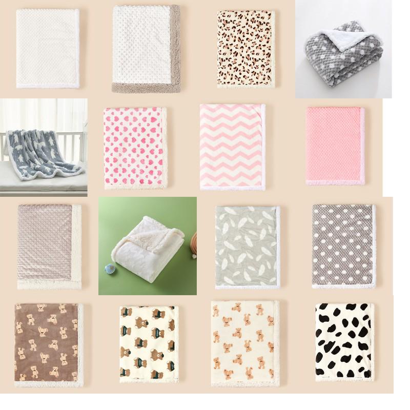 Newborn Winter Double-Layer Fleece Blanket With Folded Edge Baby Swaddle Wrap Stroller Crib Soft Warm Infant Throw