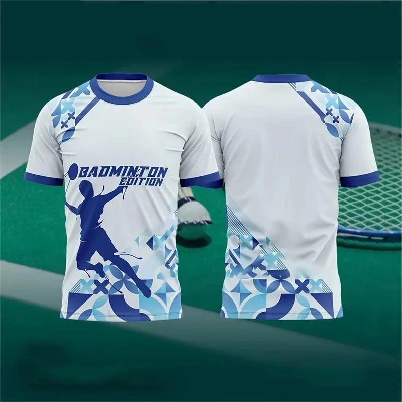 Simple Contrast Color Badminton T Shirts For Men Summer Fashion 3D Printed Sports T-shirts Loose Breathable Tees Tops