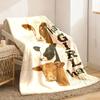2026 New Arrivals Hay Girl Hay Cow Print Flannel Throw Blanket Cozy AllSeason Comfort with Rustic Farmhouse Design