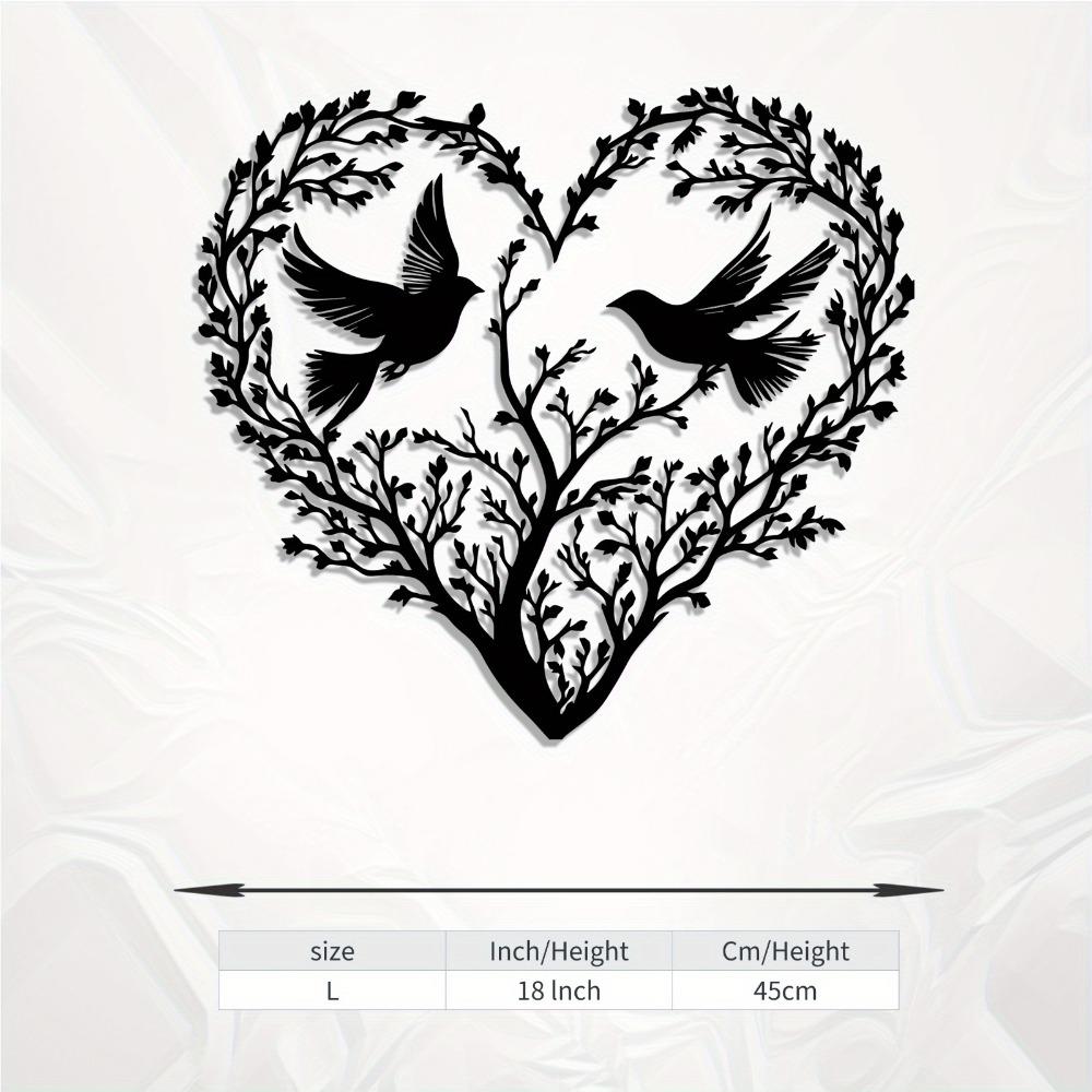 1pc Heart Tree Birds Metal Wall Art Rust Resistant Home Decor, Romantic Gift for Valentine Wedding Nature Lovers