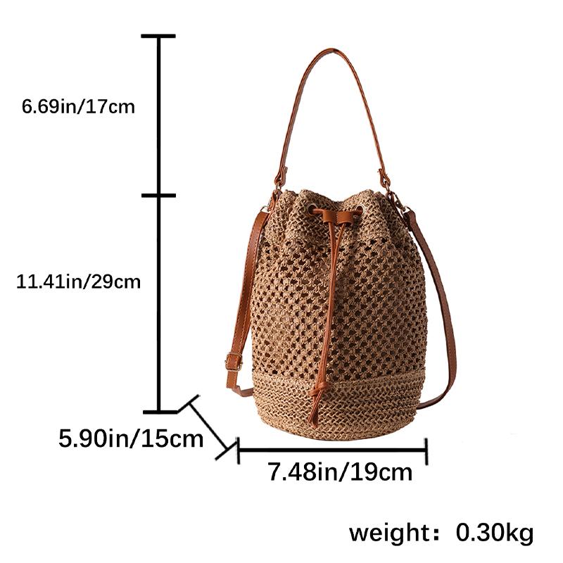A Hand-woven Color Solid Color Bucket Bag Women's Shoulder Bag Breathable Mom Bag Vacation Bag Niche Design Women Love
