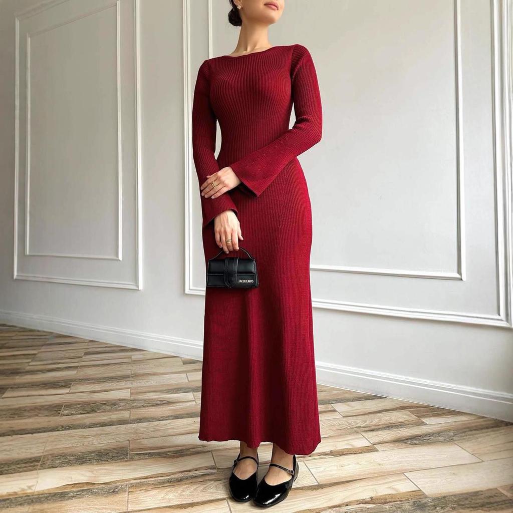 Autumn 2025 European & American Women's Loose Knit Wool Dress