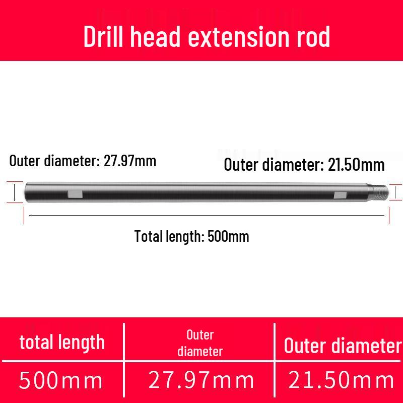 Extended Diamond Core Drill Bit Rod, 100mm-1m, for Drilling Machines