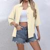 Women's Casual Solid Color Button-down Shirt Three-quarter Sleeve Dress Shirt Lapel Work Shirt With Pockets