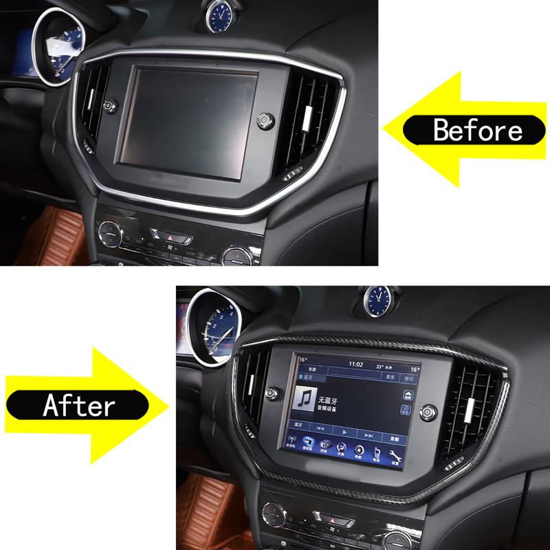 For Maserati Giberit 2014-2020 Real Carbon Fiber Car Central Control Air Outlet Frame Sticker Car Interior Accessories