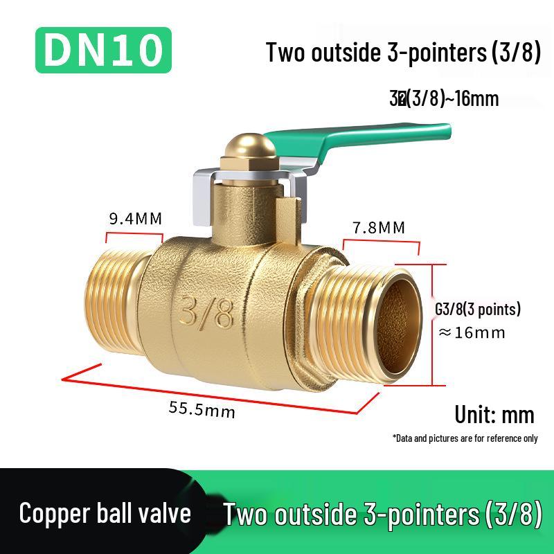 Heavy-Duty 1/2" Brass Ball Valve for Air and Water Pipes, Internal/External Thread
