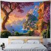 Schöne Küstenlandschaft Wandteppich Hängend Traumhafter Schloss-Wandteppich Haus Schlafzimmer Hängendes Tuch, Strand Picknickmatte Yogamatten