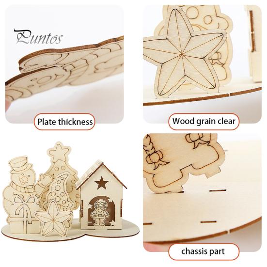 Dřevěný dům Puzzle Block Vánoční Stavebnice Ornament Kit Vánoční dekorace na plochu Vzdělávací kutilské řemeslo pro děti a dospělé