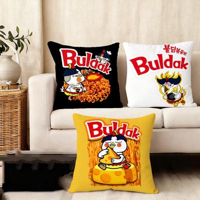 Funda de Cojín Sedosa de Felpa Corta para Sofá del Hogar - Cremallera Oculta Decoración del Hogar Kwaii Anime B-Buldak RameSn