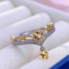 2025 Women's Fashion Yellow Crystal Ring with S925 Silver