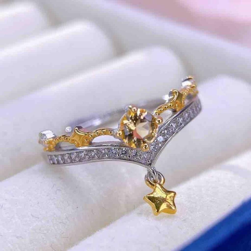 2025 Women's Fashion Yellow Crystal Ring with S925 Silver