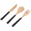 3Pcs Japanese Wooden Cutlery Set Safe BPA Free Wooden Cutlery Spoons Forks Knives for KitchenBlack