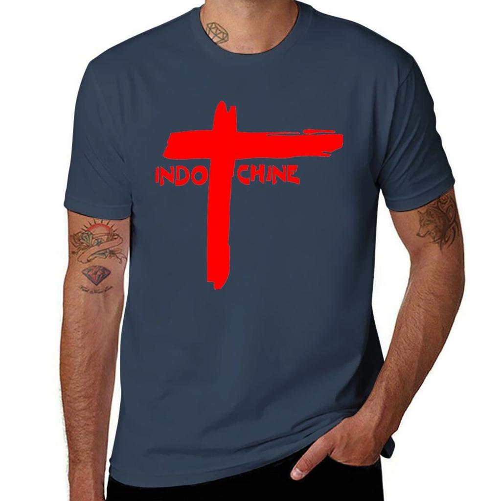Indochine Classic T-Shirt for a Boy Blanks Vintage Clothes Anime Slim Fit T Shirts for Men