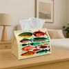 1pc Tissue Box Holder with Scandinavian Folk Fish Design-Colorful Marine Pattern Cream,Durable Polyester,Ideal for Kitchen,Living Room,Bedroom,Bathroo