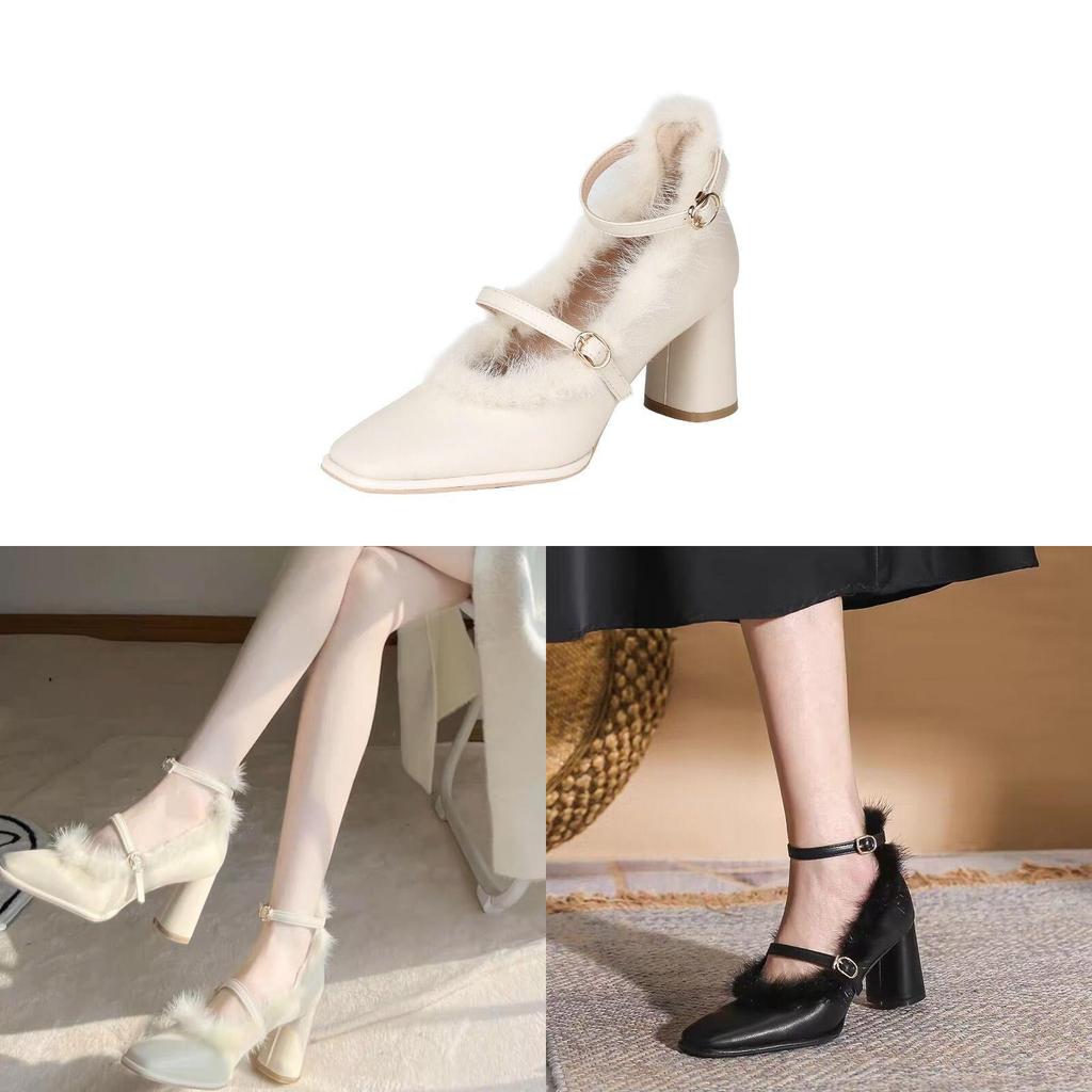 High Heel Mary Jane Shoes With Pu Material For Daily Fashion Women