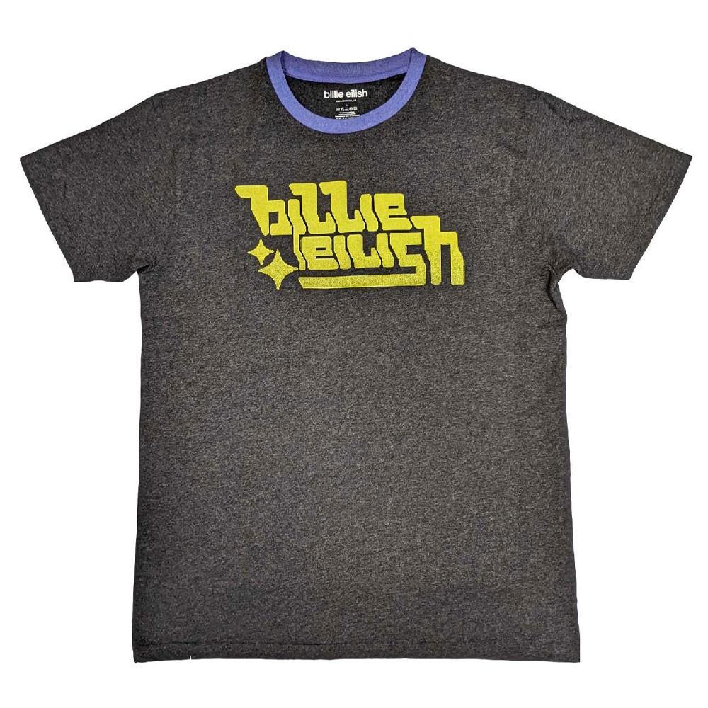 New Billie Eilish T Shirt Neon Green Logo Official Unisex Charcoal Grey S