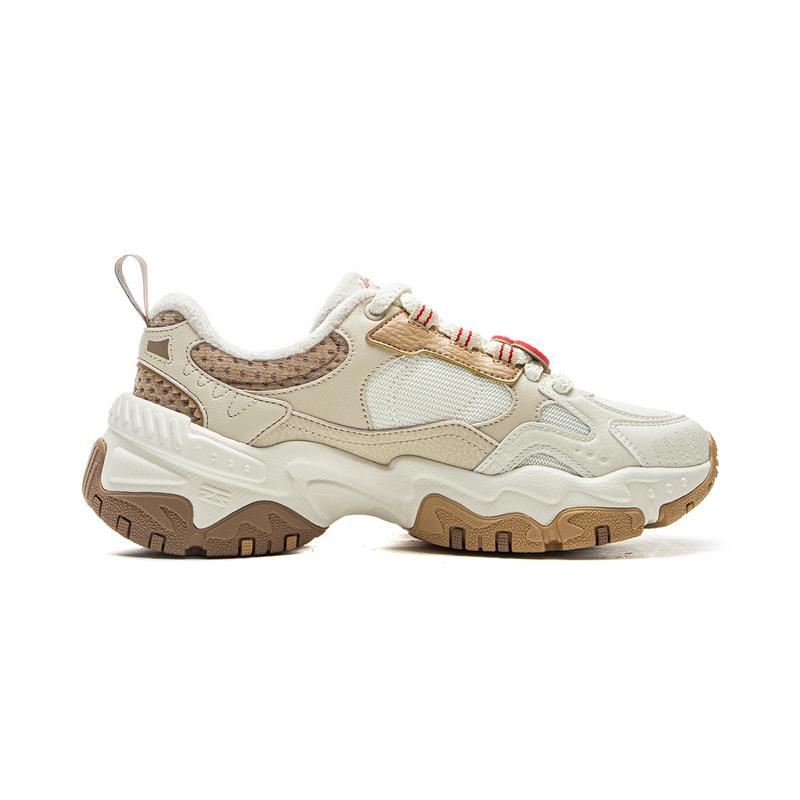 Li Ning Brown Sugar Cushioning Slip Resistant Abrasion Resistant Support Rebound Low top Casual Shoes Women's Khaki AGCV368-5