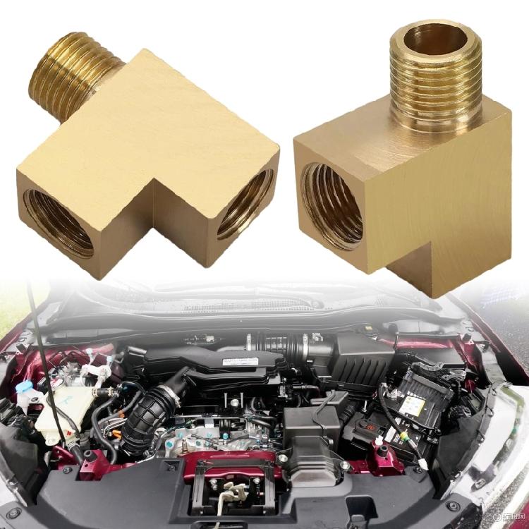 Double Port Brass T Piece Adapter M10x1 Male Thread Oil Pressure Gauge Connector Fitting Universal Vehicle Compatibility