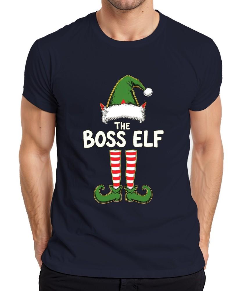 The Boss Elf Christmas Elf Santa Hat Elf Boots Humor Unisexs TShirt S