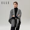 ELLE Women's Retro Houndstooth Wool Blend Shawl Cape