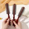 Anti-Static Wooden Handle Salon Styling Drying Tool Round Hairdressing Curling Massage Roller Comb For Real Hair Wigs Barber
