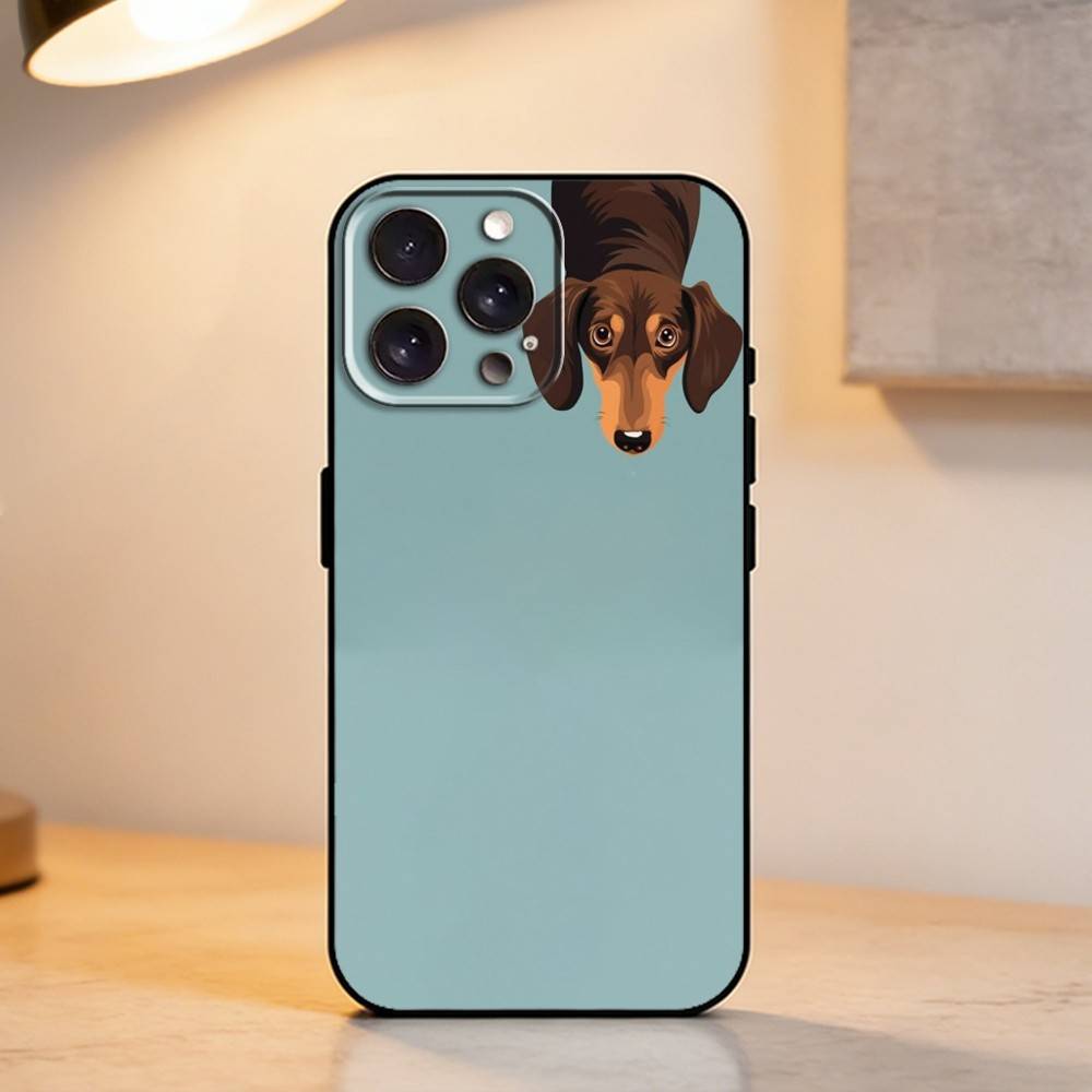 C-Cute Dachshund Phone Case For iPhone 17,16,15,14,13,12,11 Plus,Pro Max,XS,Soft Silicone Black Cover