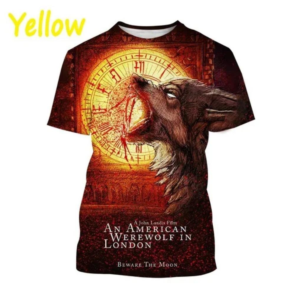 Y2K Top American Werewolf 3D Gedrucktes T-Shirt Lustige Freizeit Herrenbekleidung Mode Herren- und Damen Rundhals Kurzarm T-Shirts