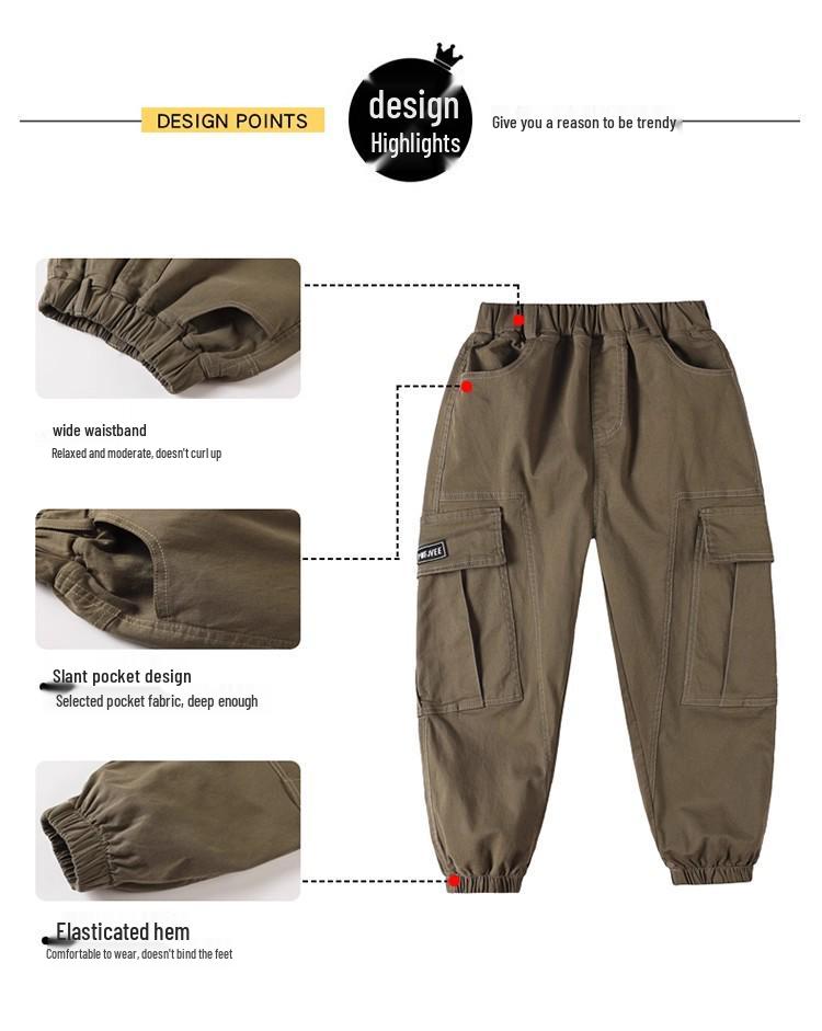 Boys' 2025 Punk Style Cargo Pants for Spring/Autumn - Junior High Student Long Pants