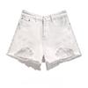 Classic and Minimalist Fashion Versatile Broken Holes Female Summer High Waist Thin Thin Section Loose A-line Denim Shorts Individuality Trendiness