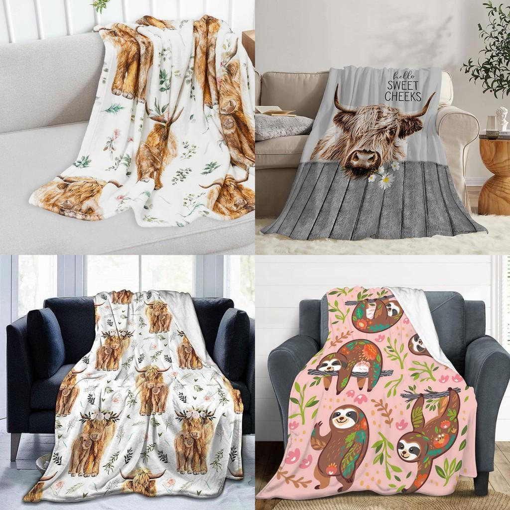 Highland Print Kuhdecke Tier Blume Überwurfdecken Plüsch Bettwäsche Flanell
