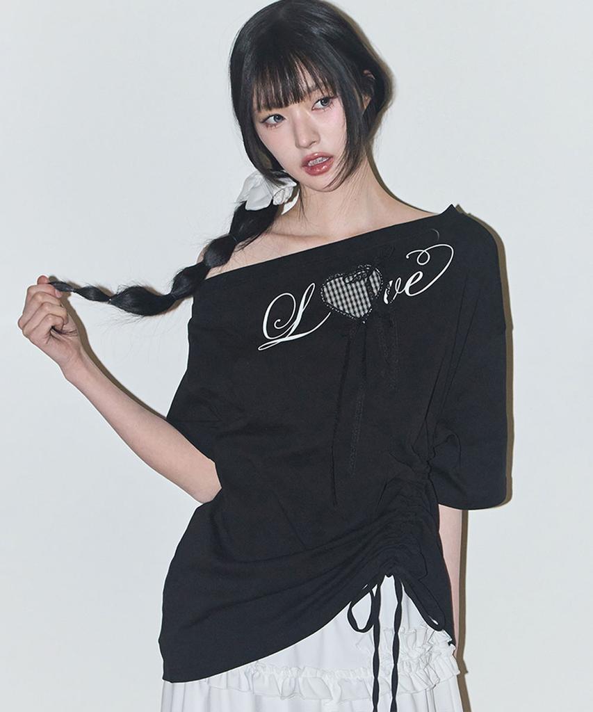 ILLIGO Love One-Shoulder Oversized T-Shirt Black