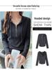 Women's Slim-Fit Half-Zip Cotton Hoodie - Long-Sleeve Versatile Casual Top for Autumn/Winter