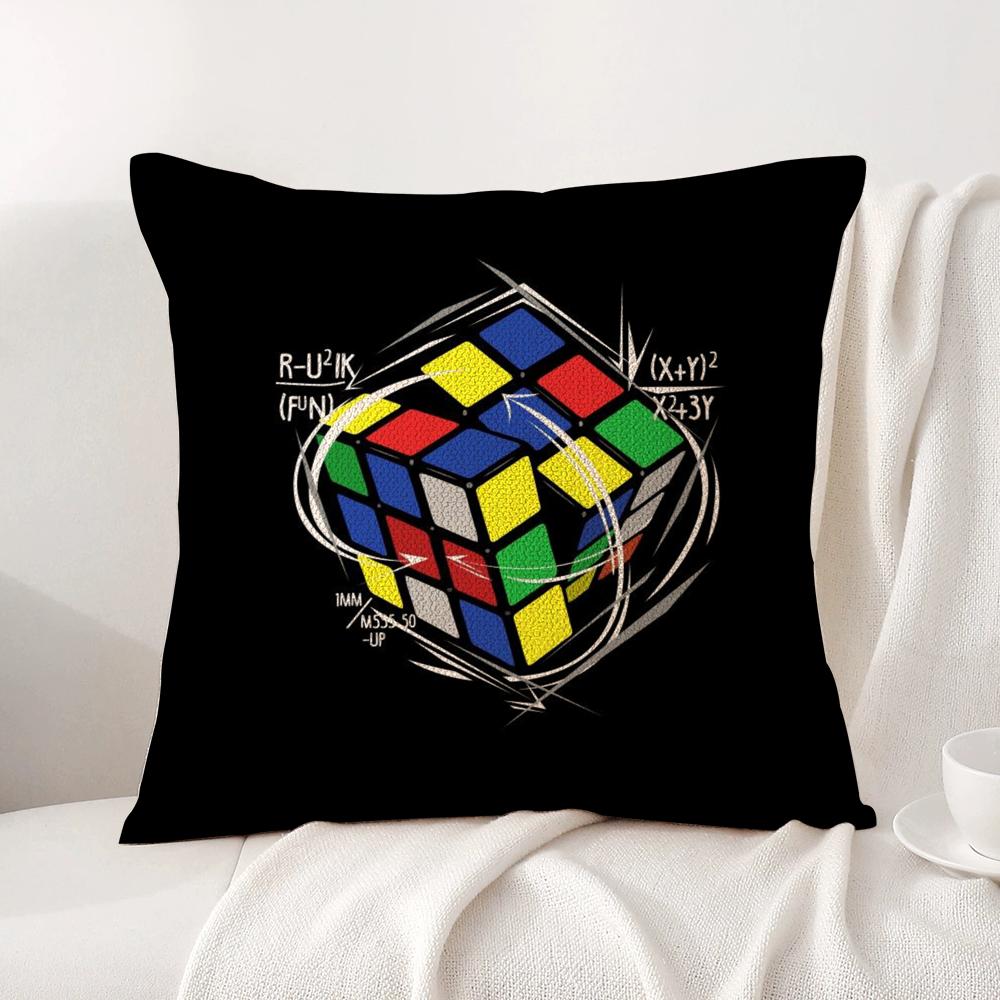 Game RRubik CCube Cushion Cover Natural Linen Organic Fabric DoubleSided Printing Sofa Home Decor Breathable Bed Pillow