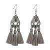 Fashion Bohemian Crystal Tassel Earrings Black White Blue Red Pink Silk Fabric Long Drop Tassel Earrings For Women Jewelry Gift