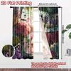 2pcs, 2D FLAT PRINTING Curtains (Without Rod) Garden Elegance Digital Printing On Holiday Curtains Semi-Sheer Curtains