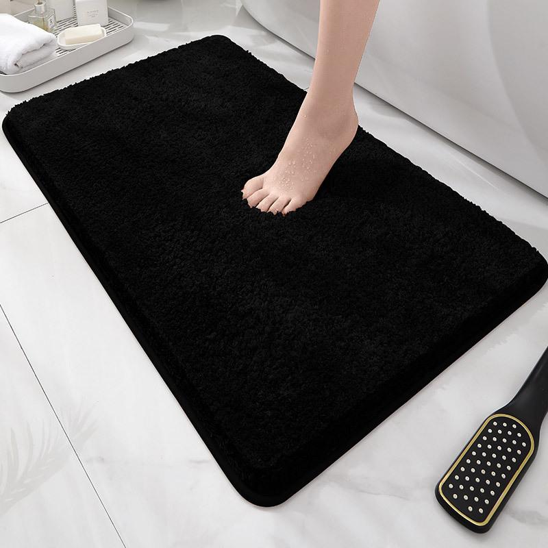 Modern Minimalist Solid Color Floor Mat, Square Long Plush, Thickened Absorbent Carpet, Bathroom Door Mat, Non Slip Mat