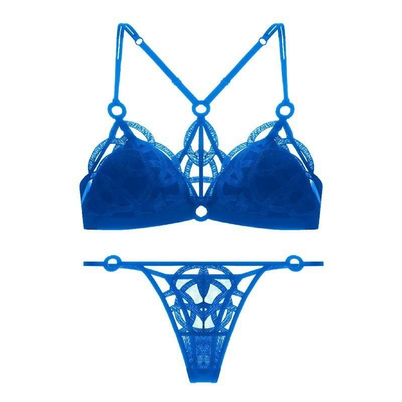 French Sexy Back Underwear Women's Big Breasts Show Small Large Size Underwear Thin Mesh Embroidery No Steel Ring Bra
