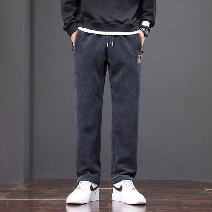 Corduroy Spring and Autumn Casual Pants Men's Loose Straight Embroidered Men's Casual Pants